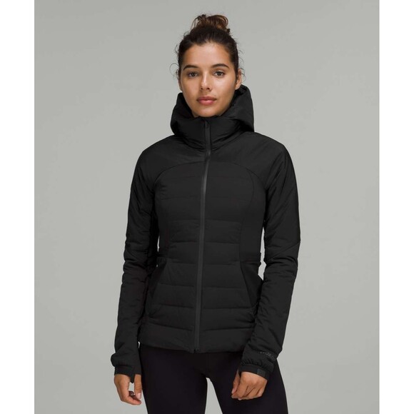 Lululemon Down For It All 700 Fill Goose Down Jacket 4 Black Hooded Full Zip - Picture 1 of 8